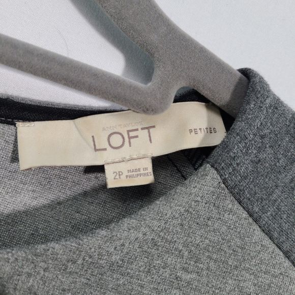 Ann Taylor Loft Petites Gray & Black Color Block Dress Short Sleeves Stretch 2P - Picture 3 of 7